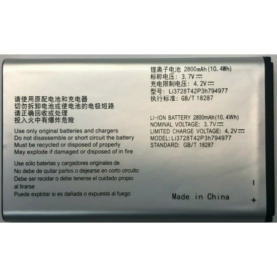 Replacement Battery For AT&T ZTE Velocity MF923 Li3728T42P3H794977 2800mAh