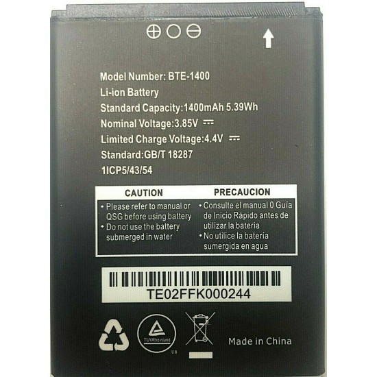 Replacement Battery For Verizon Orbic Journey V RC2200L ANS F30 BTE-1400 1400mA