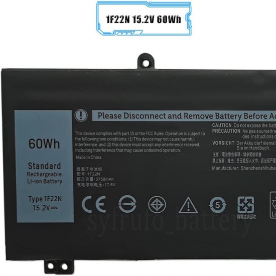 60Wh 15.2V Laptop Battery for Dell G7 7790 7790-5866 7790-5859 7790-5842 7790-5596 7790-5558 7790-5114 7790-4889 7790-4865 7790-4858 7790-4728 7790-1927 7790-1178 7790-1161 7790-1154 7790-1147