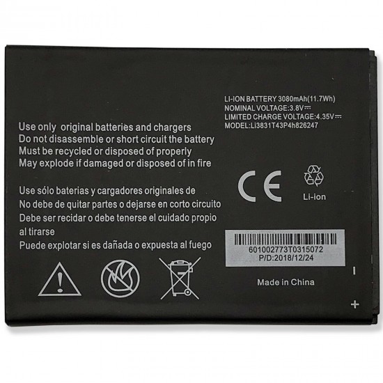 3080mAh Replacement Battery Compatible with ZTE Warp 7 N9519 Grand X 3 Z959 Li3831T43P4H826247