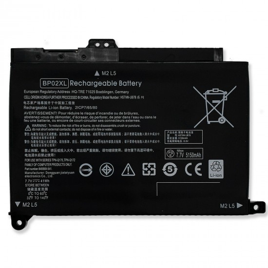 Replacement 41 Watt-hour Battery for BP02XL HP Pavilion 15-AW Omen 17-w007ur TPN-Q172 TPN-Q175 849569-542