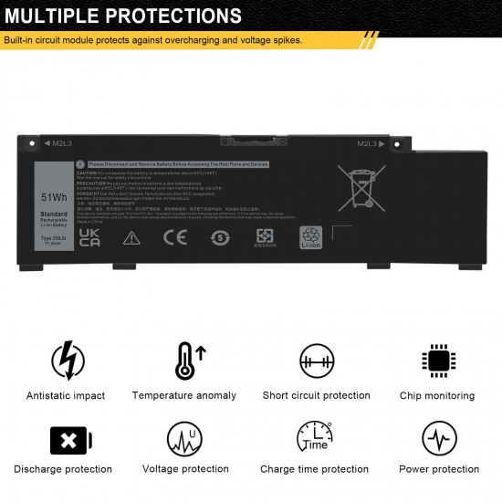 51Wh 11.4V Laptop Battery for Dell G5 5500 5500-9621 5500-9614 5500-9607 5500-7288 5500-6827 5500-6803_12 5500-4830 5500-4762 5500-4755 5500-3337 5500-3320 5500-0276 5500-0269 5500-0252 04H2P