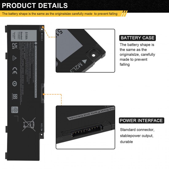 51Wh 11.4V Laptop Battery for Dell G5 5500 5500-9621 5500-9614 5500-9607 5500-7288 5500-6827 5500-6803_12 5500-4830 5500-4762 5500-4755 5500-3337 5500-3320 5500-0276 5500-0269 5500-0252 04H2P