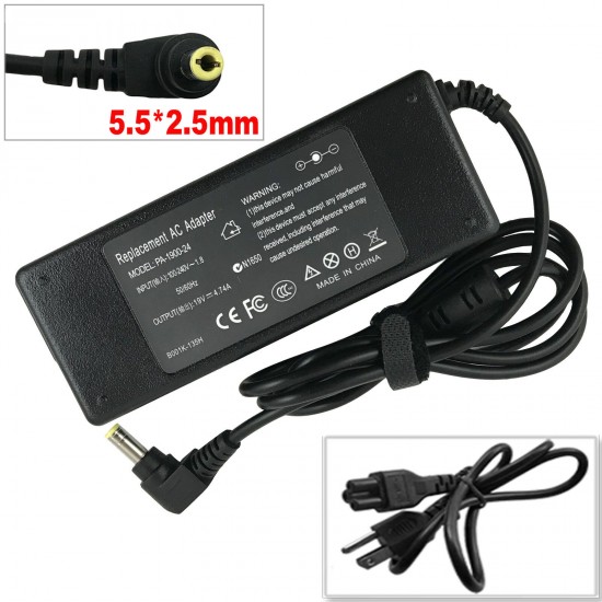 90W AC Power Adapter Charger For Toshiba Satellite C840 C850 C850D C855 C855D - Compatible Replacement Power Supply