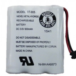 3.6V 600mAh Battery for Uniden BT-905 Rechargeable Cordless Handset Telephone