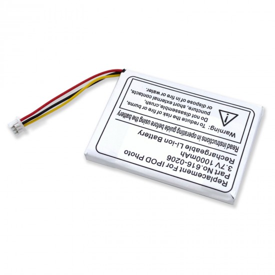 3.7V 1000mAh Lithium-ion Battery Compatible with Apple iPod 4G 4th Generation Photo U2 20GB 40GB