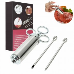 Stainless Steel Seasoning Marinade Injector Gun Flavor Needle for Meat BBQ Cooking