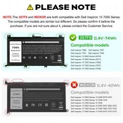 74Wh 11.4V Laptop Battery for Dell Inspiron 5000 5577 5577-INS-K0320-BLK 5577-INS-1141-BLK 5577INS1141BLK 5577-INS-1140-BLK 5577INS1140BLK 5577-9463 5577-9326 5577-3452 5577-2974 5577-2967 15PR-5645B