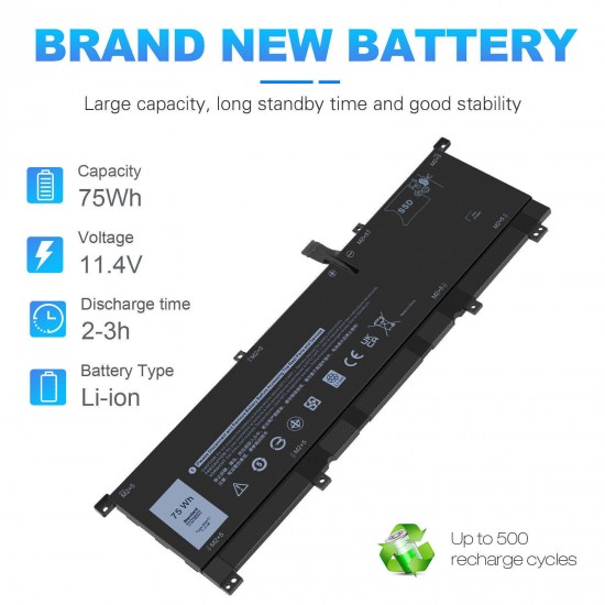 75Wh 11.4V Laptop Battery for Dell Xps 15 9575 X29575DMURSRT X29575CYQKJG X29575CYQJJG X29575CXSGJG X29575CXSFJG X29575CVSFJG WGP3Y W3TV3 W34PX VVJFX SMX15W10P1C417P SMB510403AU SMB510402AU