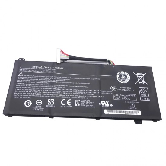 11.55V 61.9Wh 5360mAh Laptop Battery for Acer Travelmate X3 X314-51-M-590N (NX.VJVEF.002) X314-51-M-57F3 (NX.VJSER.006) X314-51-M-578D (NX.VJVEZ.004) X314-51-M-561H (NX.VJSEK.003) X314-51-M-55CM