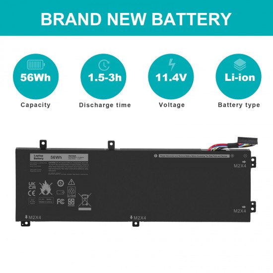 56Wh 11.1V Laptop Battery for Dell Xps 15 9570 XPS9570-9455SLV-PUS XPS9570-7996SLV-PUS XPS9570-7571SLV-PUS XPS9570-7571SLV XPS9570-7085SLV-PUS XPS9570-7061SLV XPS9570-5804SLV