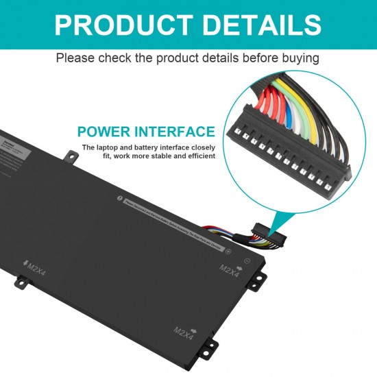 56Wh 11.1V Laptop Battery for Dell Xps 15 9570 XPS9570-9455SLV-PUS XPS9570-7996SLV-PUS XPS9570-7571SLV-PUS XPS9570-7571SLV XPS9570-7085SLV-PUS XPS9570-7061SLV XPS9570-5804SLV