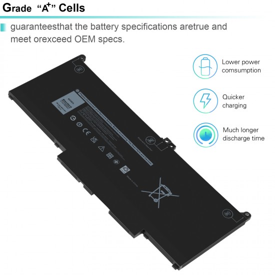 60Wh 7.6V Laptop Battery for Dell Latitude 7000 7400 N076L740014EMEA N075L740014EMEA_UBU N075L740014EMEA N065L740014EMEA N060L740014EMEA_UBU N060L740014EMEA N054L740014EMEA_UBU N054L740014EMEA